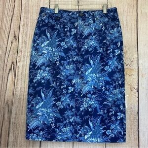 Talbots Womens Sculpt Denim Floral Pencil Skirt size 6